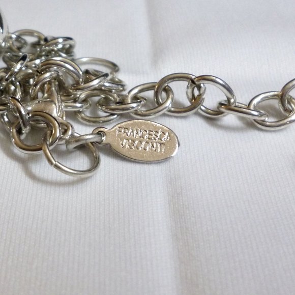 Francesca Visconti Necklace Slider Pendant Silver Tone 15" + 3" NWOT - Picture 3 of 4
